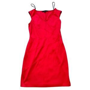 Marc New York Andrew Marc Red V Neck Dress, with side zipper accent size 8